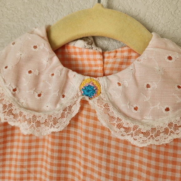 VINTAGE x 1970s Raggedy Ann Little Girls dress in orange - Picture 3 of 8